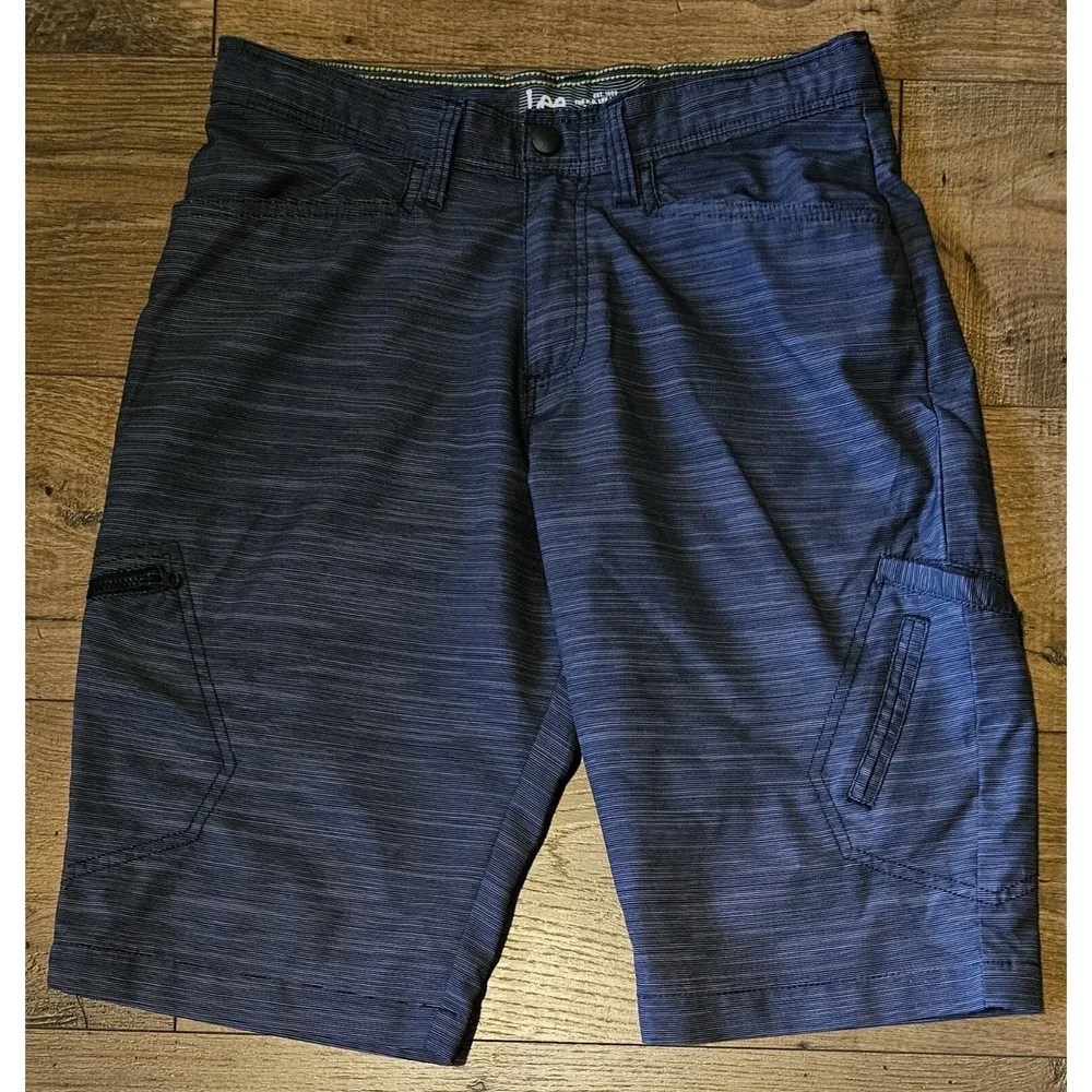 Lee  Swim Trunks Boys Size 18 Charcoal Striped Shorts Adjustable Waist (30x12.5)